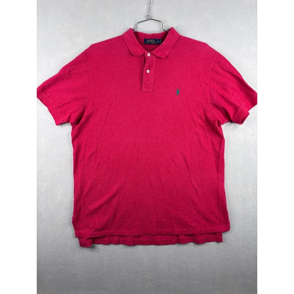 Polo Ralph Lauren Mens XL Pink Short Sleeve Cotton Pique Polo Shirt Teal Pony